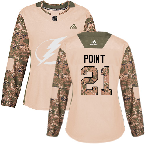 Adidas Lightning #21 Brayden Point Camo Authentic Veterans Day Women's Stitched NHL Jersey